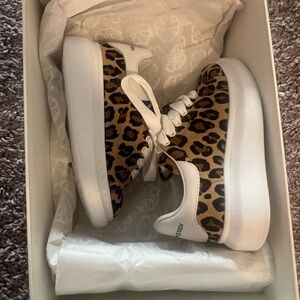 Alexander McQueen Kids Leopard Print Sneakers with White Soles